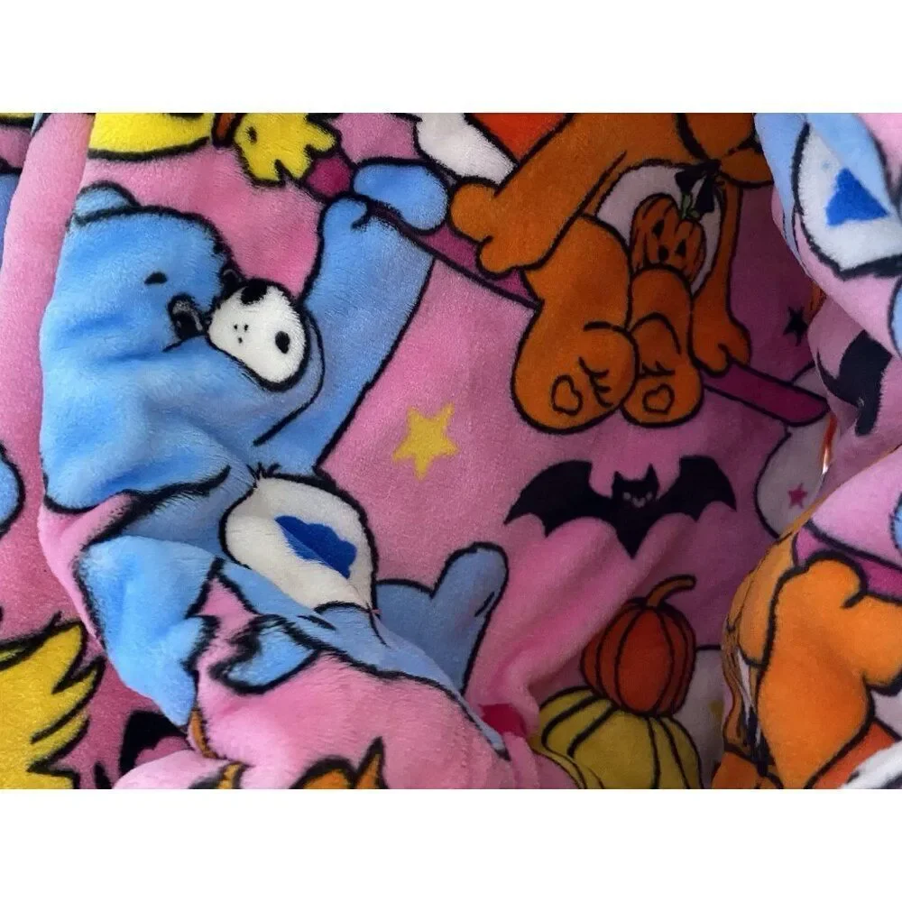 Care Bears Halloween Witch Mummy Pumpkin Pink TWIN‎ SIZE Blanket 60 X 90” NEW